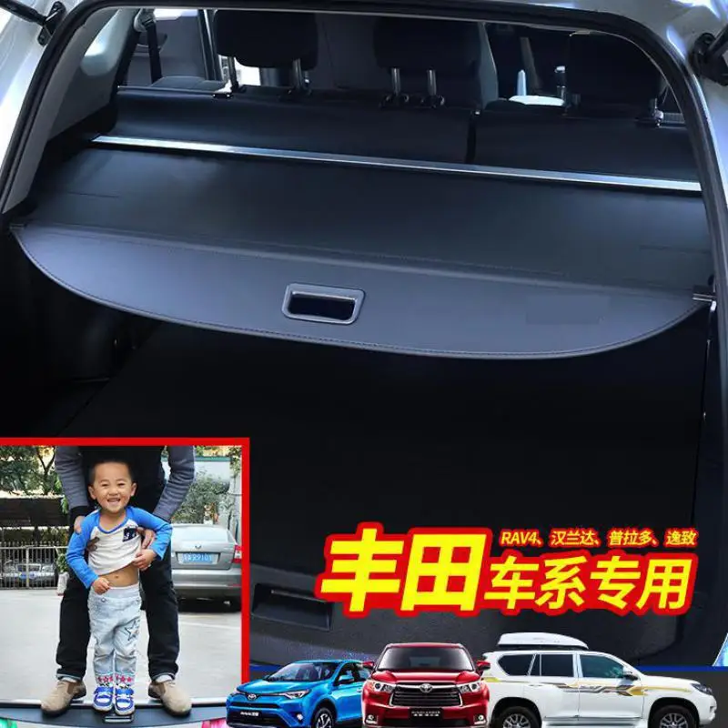 

Rear Parcel Shelf Trunk Cover Material Curtain Rear Curtain Retractable Spa Car styling For RAV4 2014-2017 2020-2021