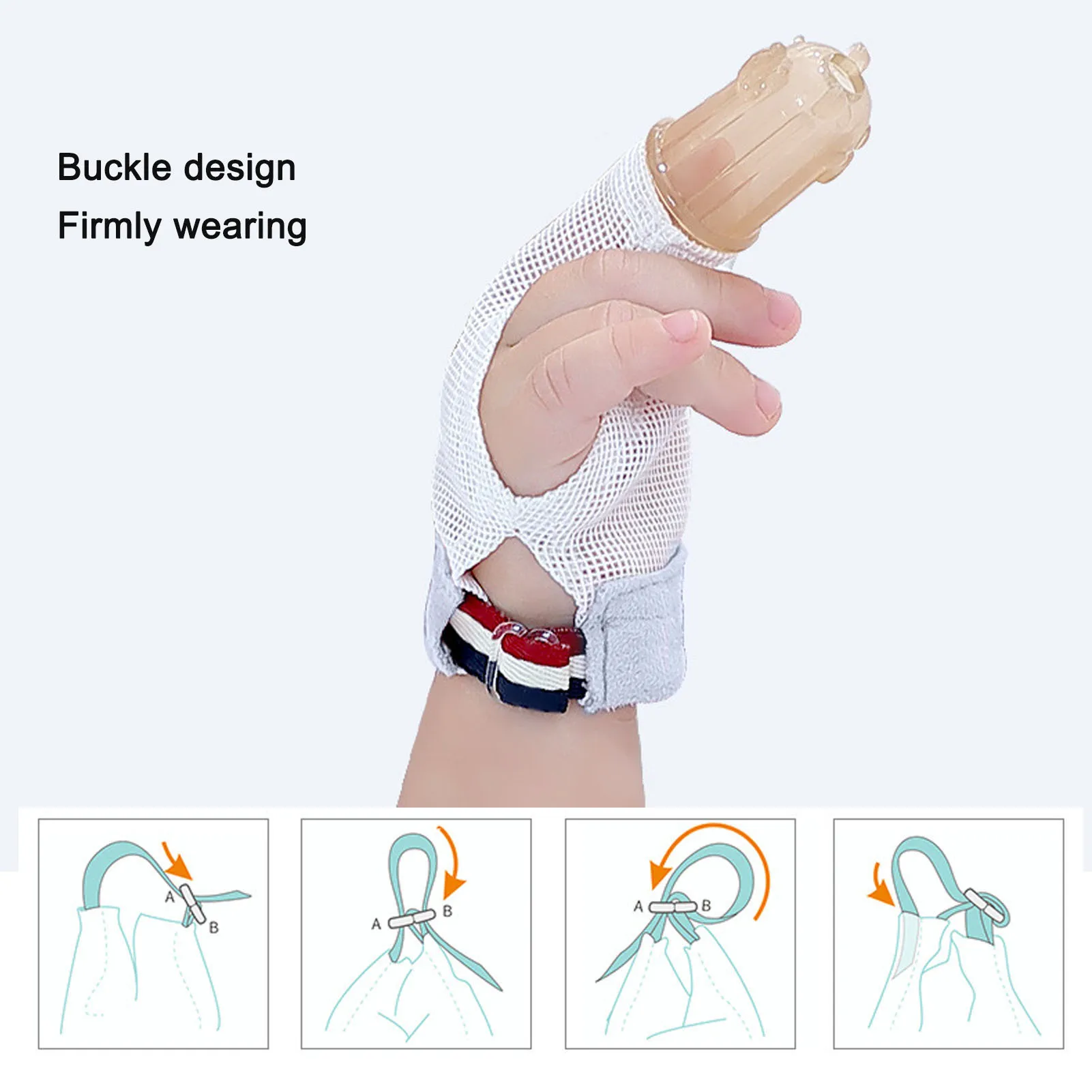 1 Pair Baby Thumb Sucking Stop Finger Guard Silicone Breathable Holes 2 Fingers Protector Blue Stop Thumb Sucking Finger Guard 3