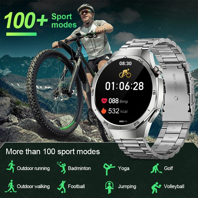 LIGE Smart Watch Outdoor Sports Waterproof Men 1.53" HD Screen Heart Rate Monitor BT Call Fitness Men Smartwatch For Android IOS