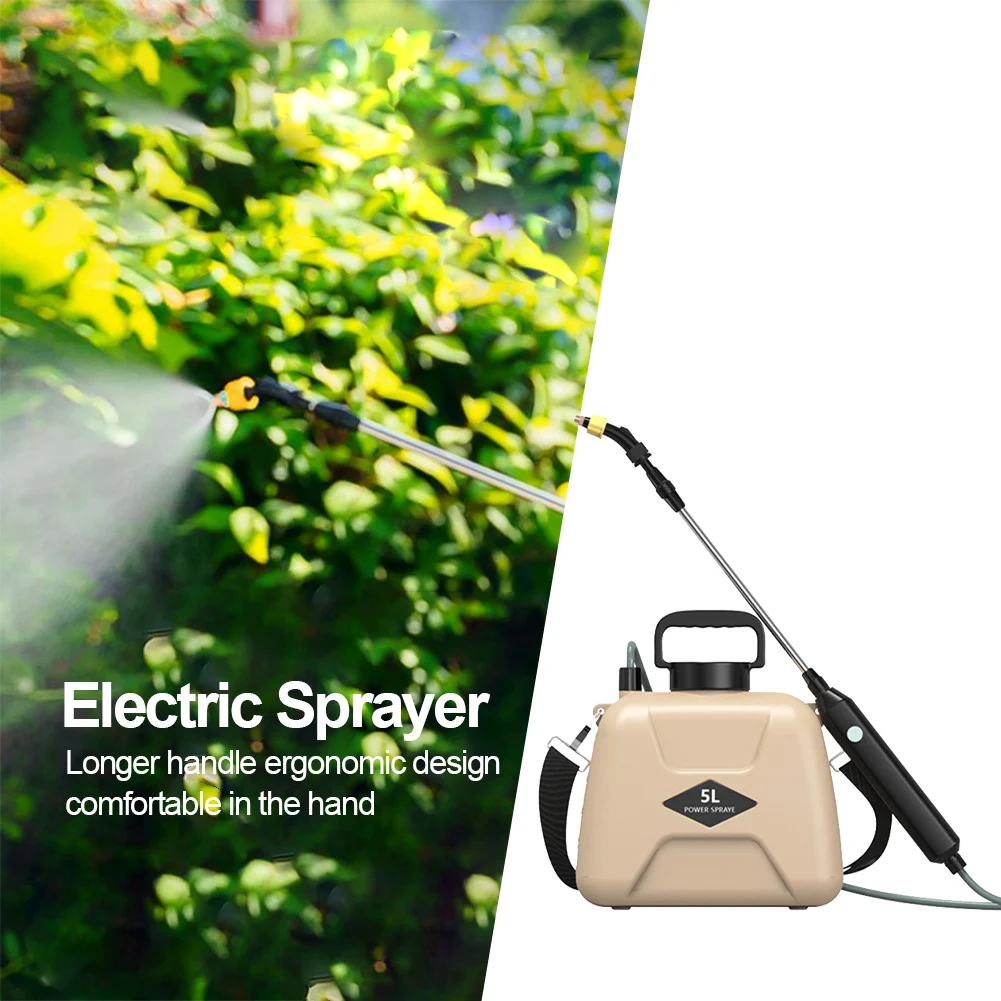 5L Power Watering Can 2 Modes Handheld Sprayer Bottle Telescopic Handle 360 Rotating Nozzle with Shoulder Strap Garden Supplies