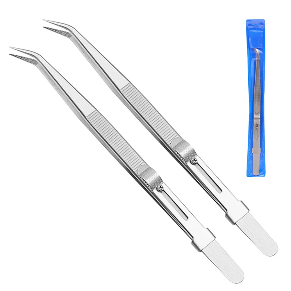 

4pcs 16cm Professional Precision Stainless Steel Jewelry Tweezers Slotted Buckle Workshop Equipment Hand Tools Tweezers