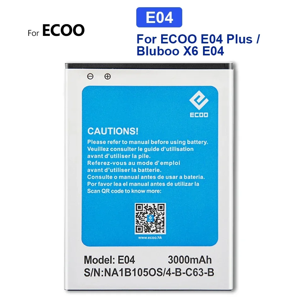 

Сменный аккумулятор для сотового телефона ECOO E04 Plus/для Bluboo X6, E 04, 3000 мАч