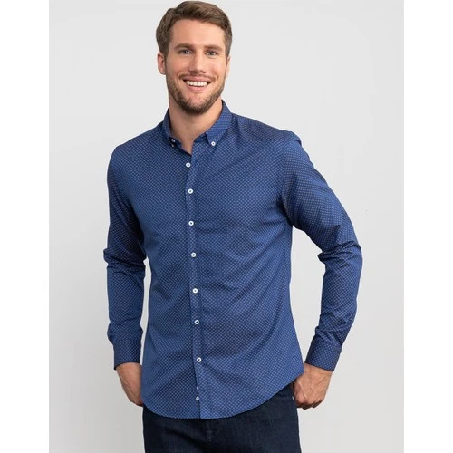 Camisa azul para con estampado de The Tudors Slim Fit|Camisas informales| - AliExpress