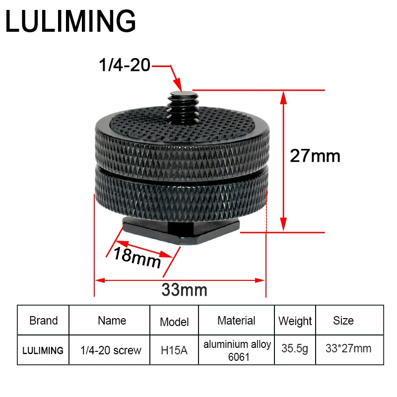 1/4 Double-layer Hot Shoe Seat Camera Screw Metal Hot Shoe Base Conversion Screw SLR Camera Flash Photography Accessories
