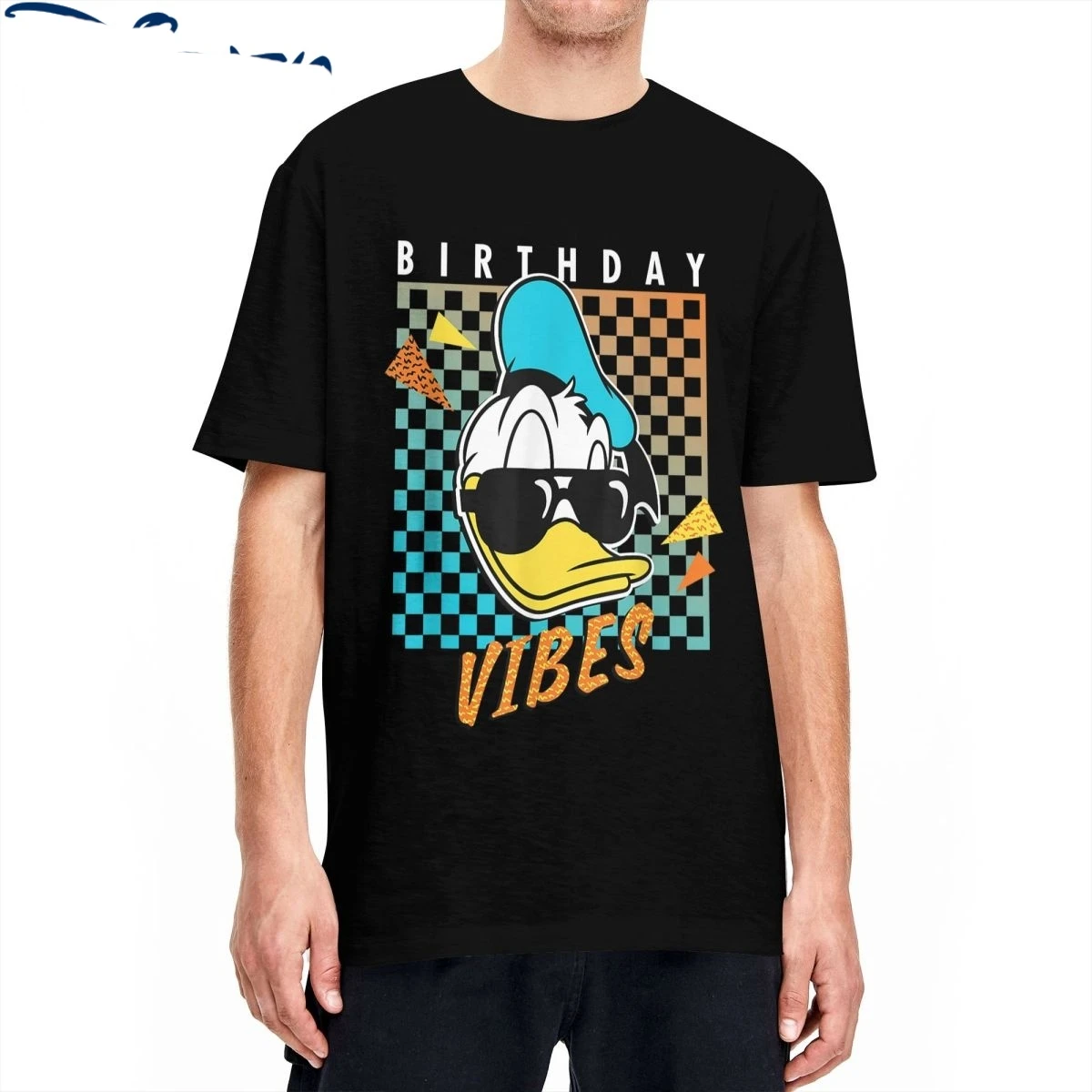 Donald Duck Birthday Vibes 80S T-Shirt Uomo Cartoon T-Shirt In Puro Cotone Girocollo T-Shirt Manica Corta Plus Size Vestiti