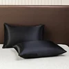 High End Black Queen Size Bed Sheet Set Luxury Solid Satin Silk Bedsheet Set High Quality Twin Full King Sheets and Pillowcases 5