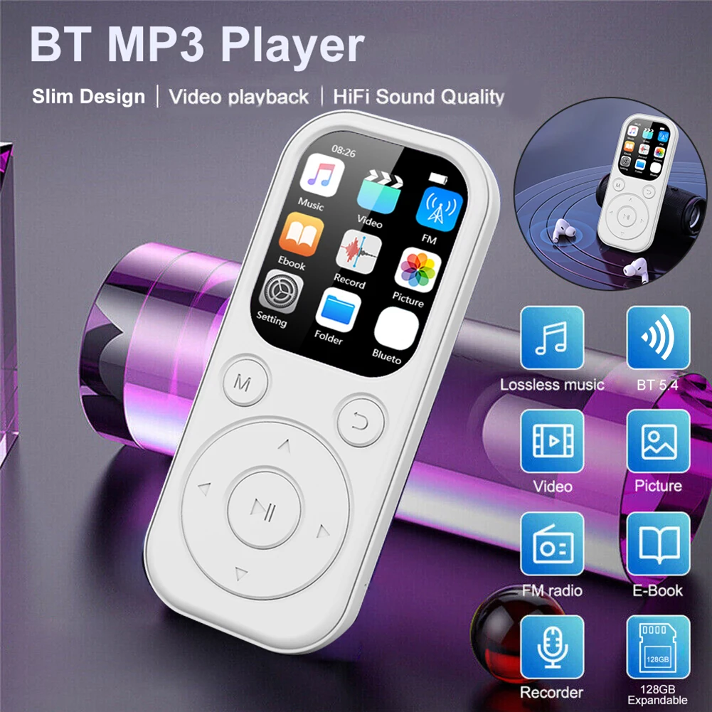2 Inch MP3 MP4 Player HiFi Lossless Music Player BT5.4 Student Walkman MP3 FM Radio/E-book Sports Running Walking Music
