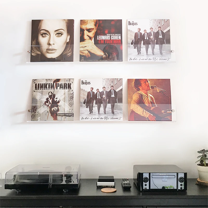 Étagère vinyle acrylique transparent élégant écran mural pour albums disque