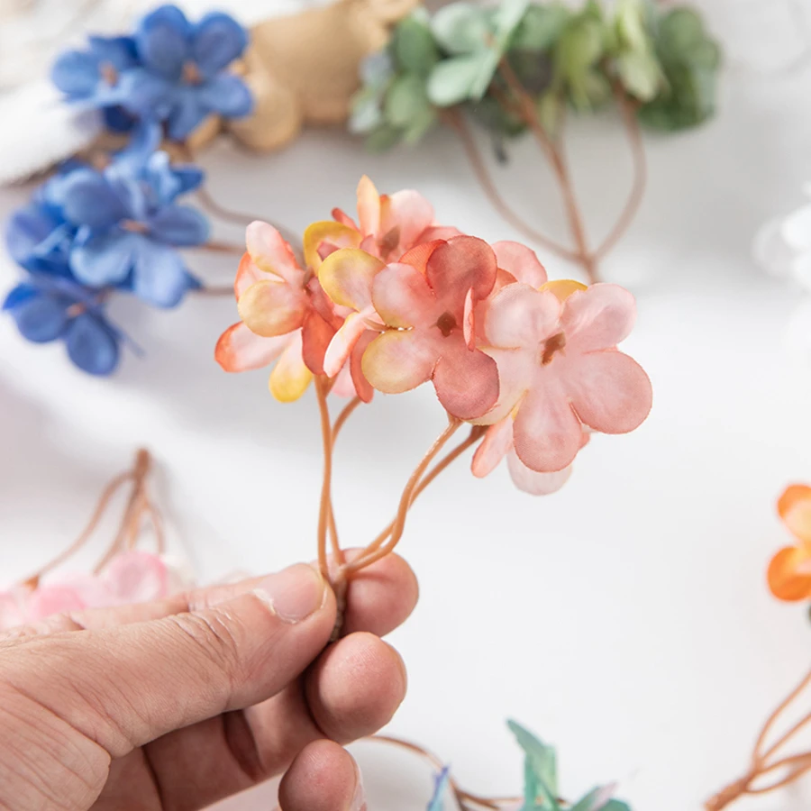 10 Stück Seide Hortensie Köpfe künstliche Blumen für zu Hause Hochzeit Dekor Candy Box Girlanden handgemachte Blumen arrangement Zubehör – Detail 7