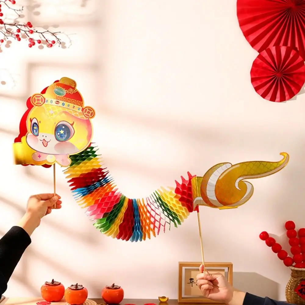 Funny Cartoon Chinese Paper Dance Snake 3D Handmade 2025 Snake Year Ornaments Cute DIY Dragon Snake Shopping Mall
