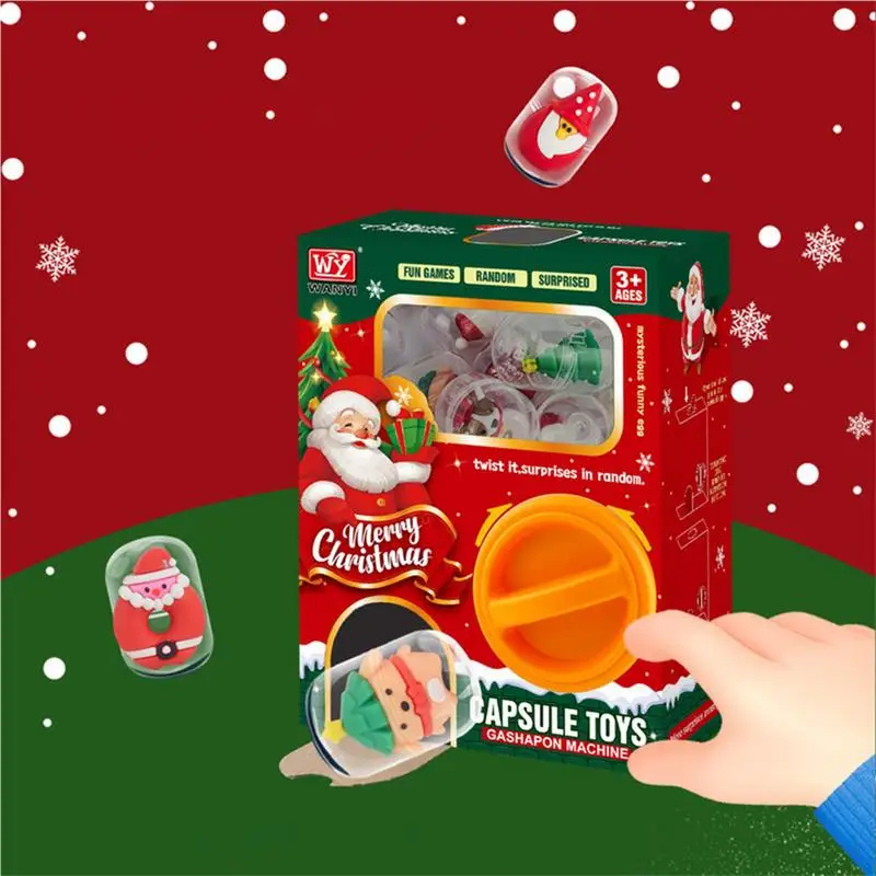 Christmas Egg Twisting Machine Toy Xmas Theme Capsule Dolls Catching Toy Mini Claw Machine For Kids favor Christmas Gift Box New 2