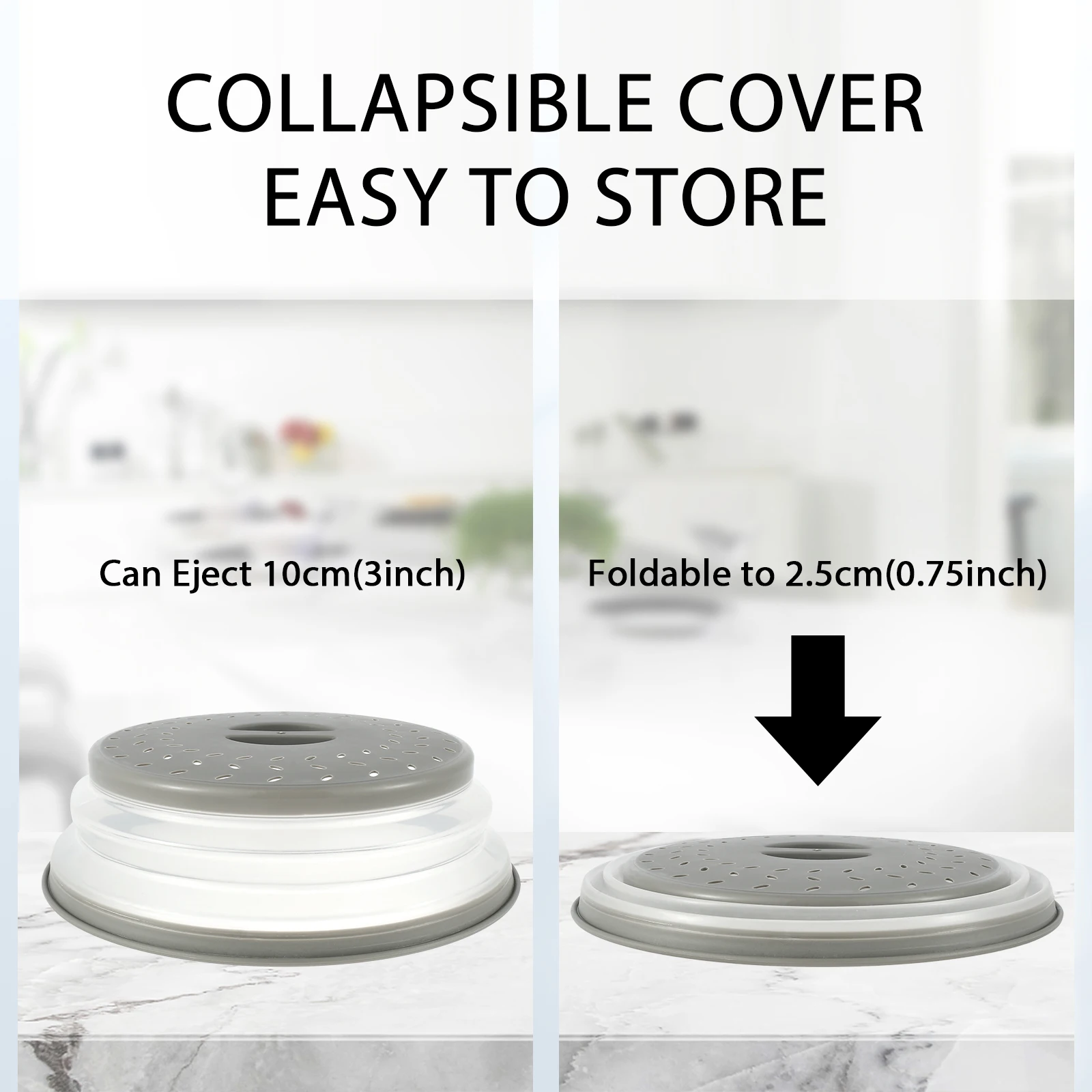 Microwave Splatter Cover 10.5inch Collapsible with Handle Multi Functional Microwave Plate Cover BPA Free Dishwasher-Safe