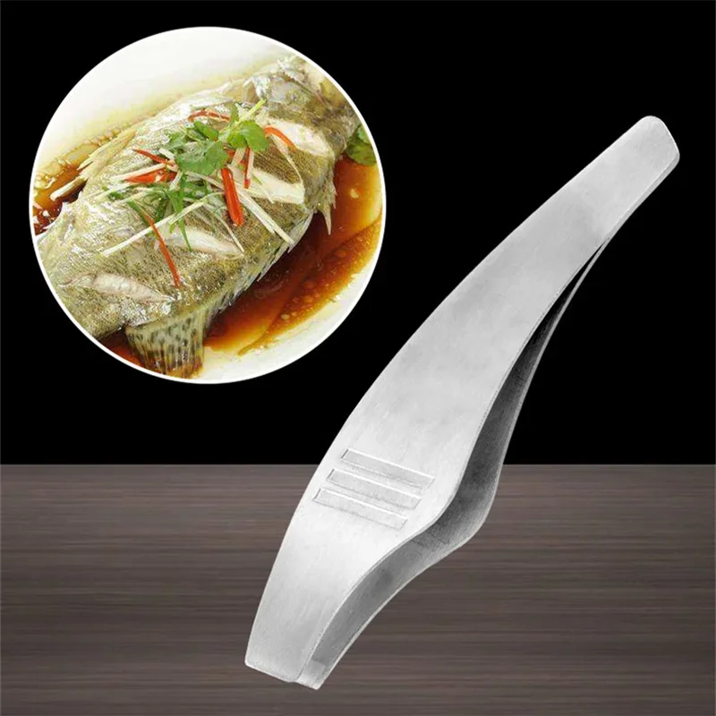 

1PCS Stainless Steel Fish Bone Kitchen Plier Tweezer Food Clips Food Tongs Hair Removal Tool Angled Ham Tweezers Seafood Tool