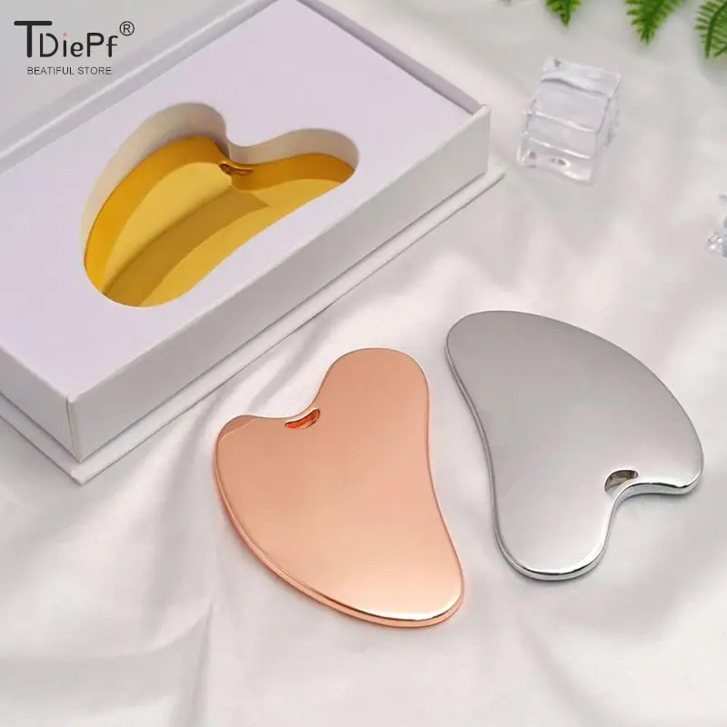 

1PCS Zinc Alloy Gua Sha Facial Tool GuaSha Massage Tool Natural Universal Facial Silver Metal Gua Sha Board For SPA Acupuncture
