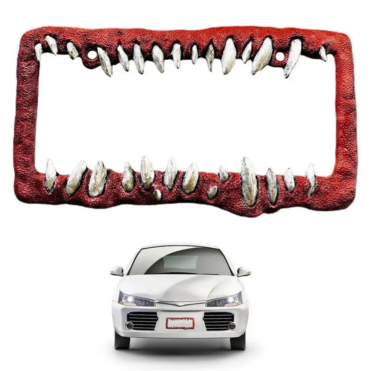 New Car License Plate Frame Horror Teeth License Plate Bracket Car Supplies Front&Rear Exterior Accessories C