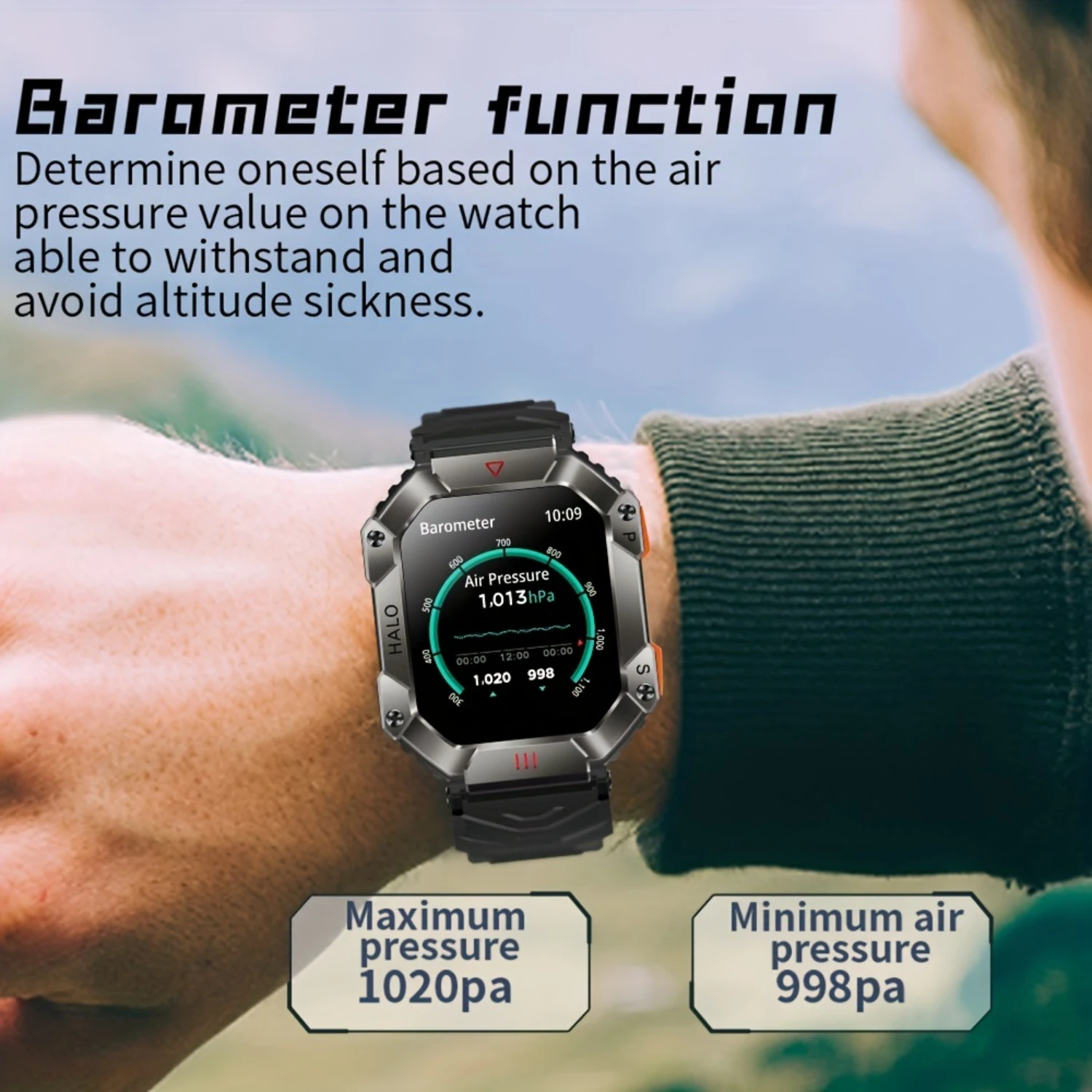 Camouflage Smartwatch With Altimeter, Barometer, Compass, Wireless Call, And Full Touch Screen-Perfect Gift For Active Men And