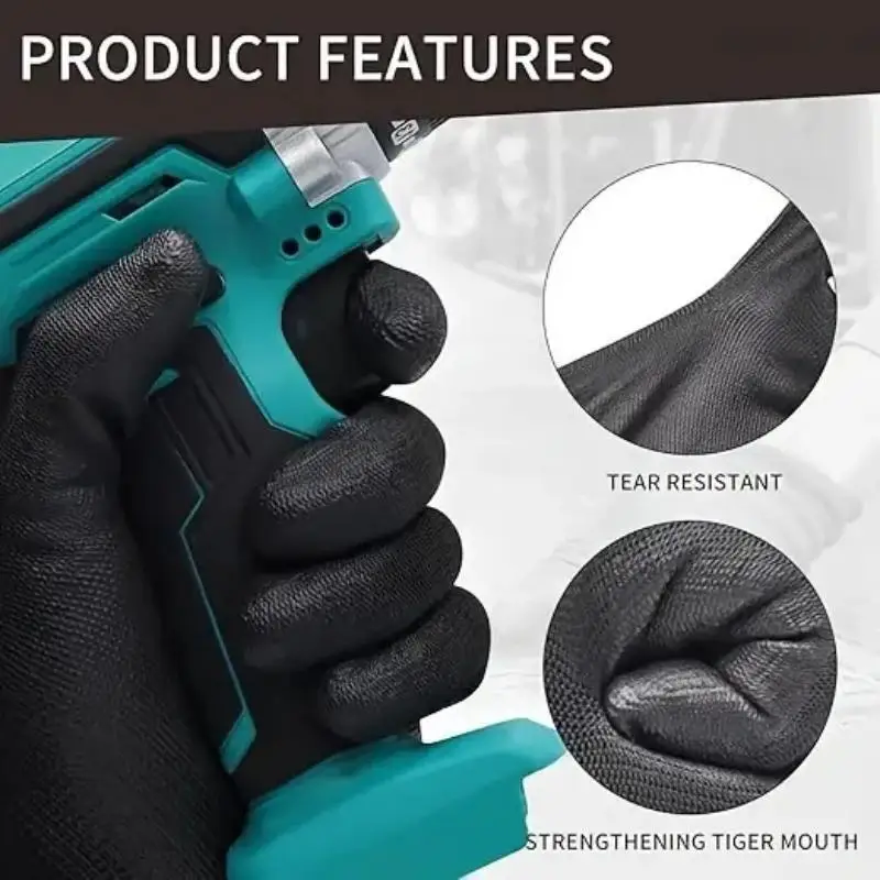 Horticulture Gloves 12 Pair Black /Grey/ Safety Work Gloves Repair Palm Coated Carpenter Repairman Supplies