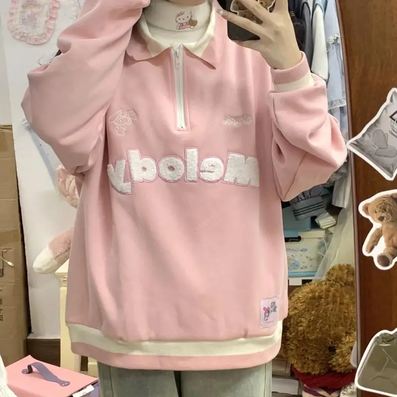 

Cinnamoroll Kuromi Kawaii аниме Sanrio девушка сердце спортивный свитер поло милый мультфильм американский преппи Толстовка Милая парная подарок девочка игрушка