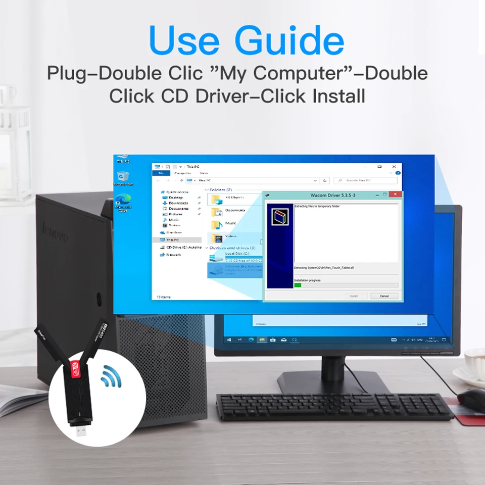 Clé USB Wi-Fi 6E MEETOWN AX5400 – Ultra-Rapide, Tri-Bande, Pour PC Windows 10/11