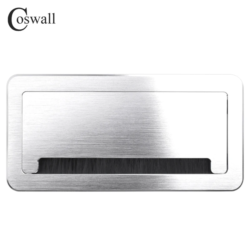 Elegant Black/Silver Brushed Aluminum Cable Management Desk Grommet with Dust-Proof Brush