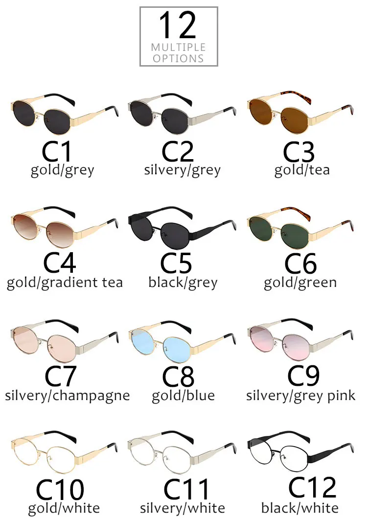 Damen-Sonnenbrille im alten Geldstil mit ovalem Rahmen, Retro-Mode-Sonnenbrille, stilvolle Metallbrille – Detail 4