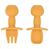 2pcs/Set Food Grade Children Silicone Spoon Fork Cutlery Baby Training Complementary Food Spoon Baby Feeding cartoon Spoon&Fork 4