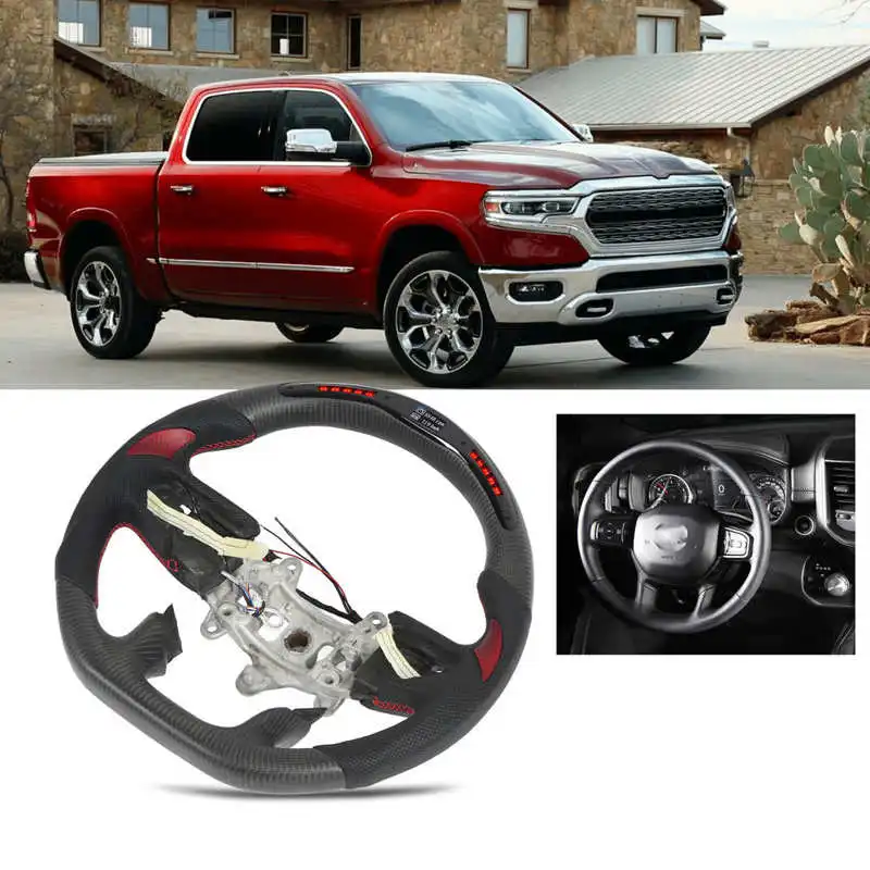 매트 탄소 섬유 LED 디스플레이 시프트 스티어링 휠 닷지 Ram 1500 2019 +