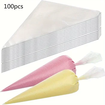 100PCS Disposable Pastry Bags, Extra Strong&Leak-Proof Piping Bags for Cake Decorating,Baking,Icing,and Crafts–Durable&Food Safe