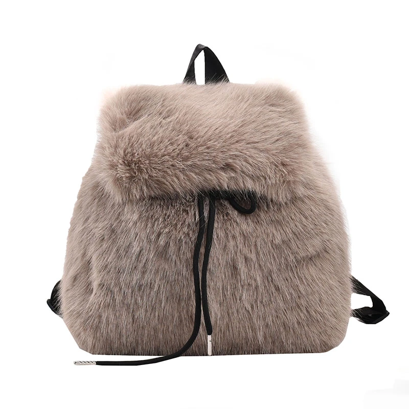 Mochilas de invierno de terciopelo de colores sólidos informales, bolsos de gran capacidad de alta calidad con cubierta simple para mujeres, estilo nuevo de moda 2024