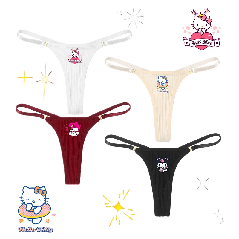 

Hello Kitty Kuromi My Melody Pompom Purin Kawaii Thong Cartoon Sexy Sanrios Anime Ins Soft Skin Breathable Pure Cotton Underwear