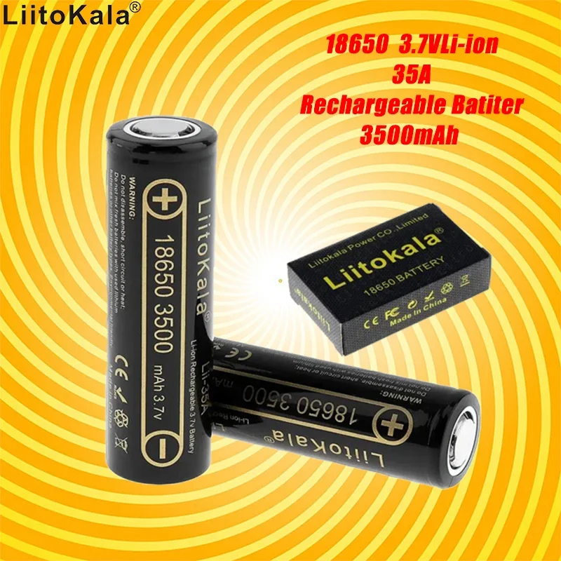 

2PCS LiitoKala Lii-35A 18650 Battery 3.7V 3500mAh discharge Li-ion battery 3.7v rechargable for flashligh