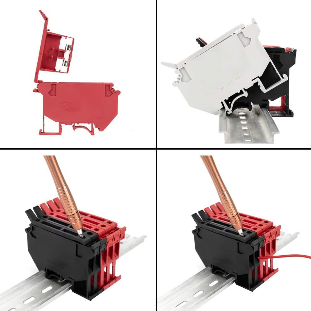 Description Picture 4 of item10Pcs/lot Din Rail Terminal Blocks UK-5-HESI Black Connector Screw Fuse Terminal Block Connector Screw Fuse Holder Conductor