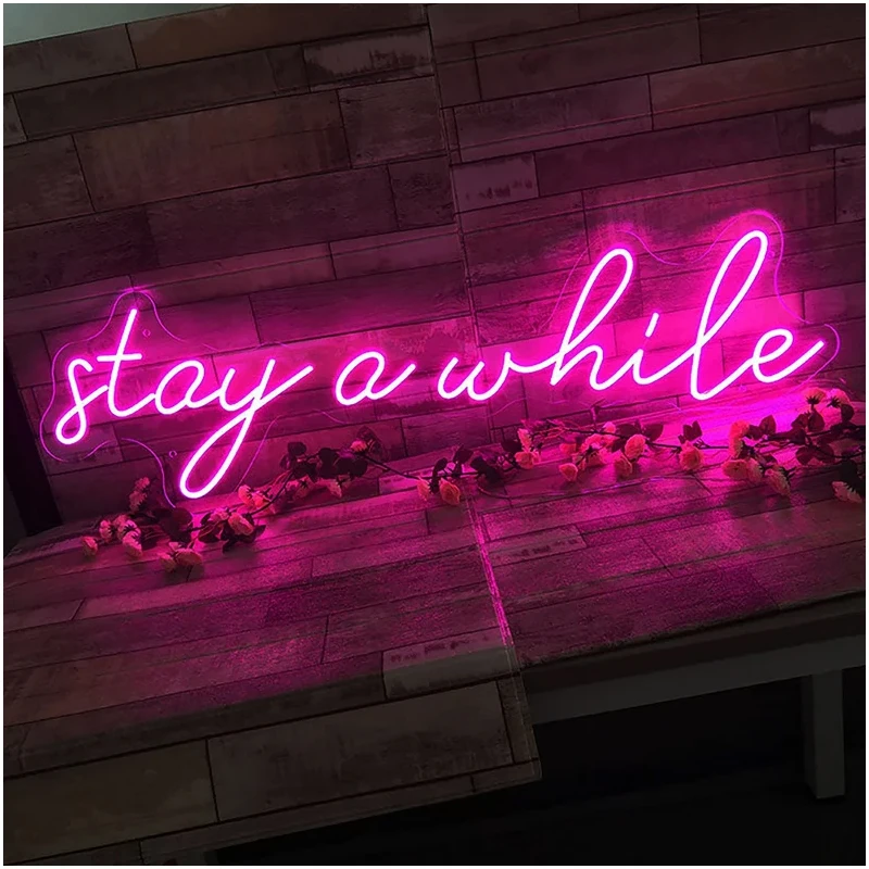 

Stay A While Neon Led Sign Art Neon Light Custom Wedding Neon Sign Light for Room Decor Bar Wall Hang Gaming Room Decoration