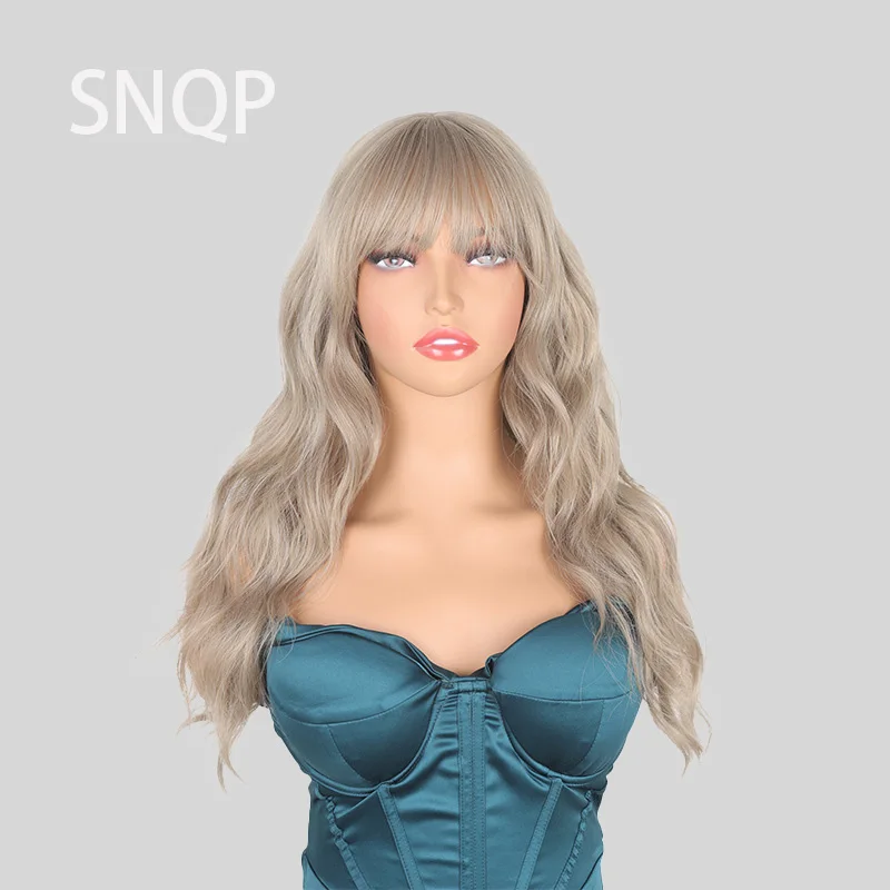 

SNQP 65cm Long Curly Silver Gray Wig New Stylish Hair Wig for Women Daily Cosplay Party Heat Resistant High Temperature Fiber