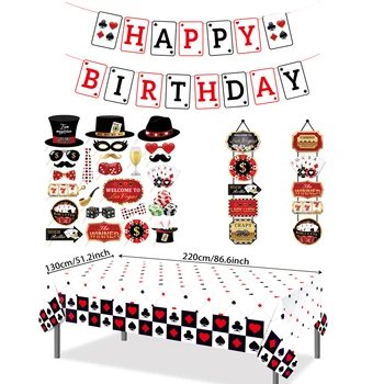 Las Vegas Poker Game Birthday Party Dining Table Cover Disposable Tablecloths Casino Magician Graduation Party Decorations