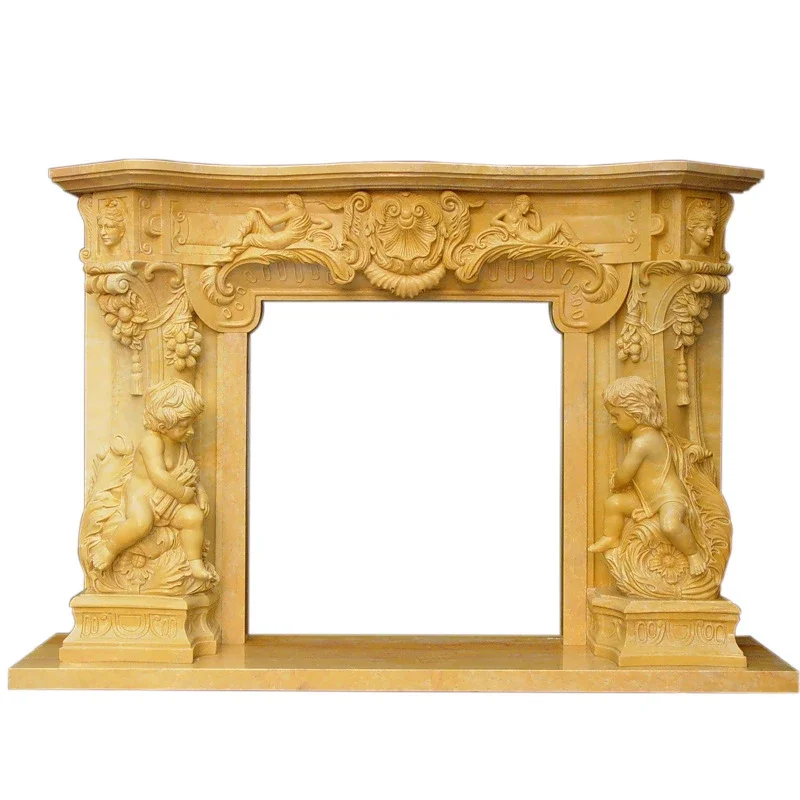 Description Picture 5 of itemMarble Fireplace SetNatural Stone Modern  MarbleMantels Surround Decorative Freestanding Fireplace Polished