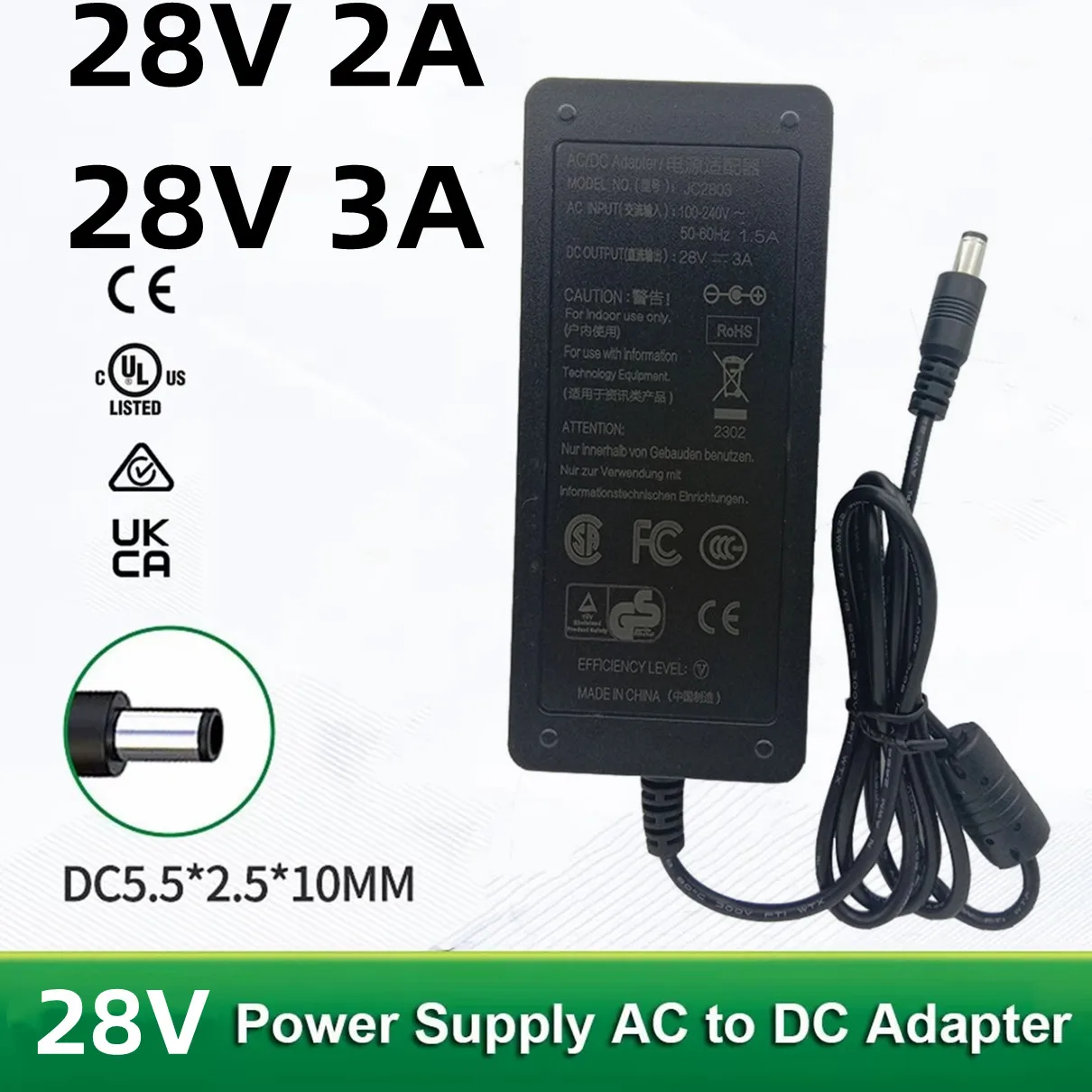28V 2A 3A Power Supply Adapter 28v3a AC DC Regulated Source Converter ...