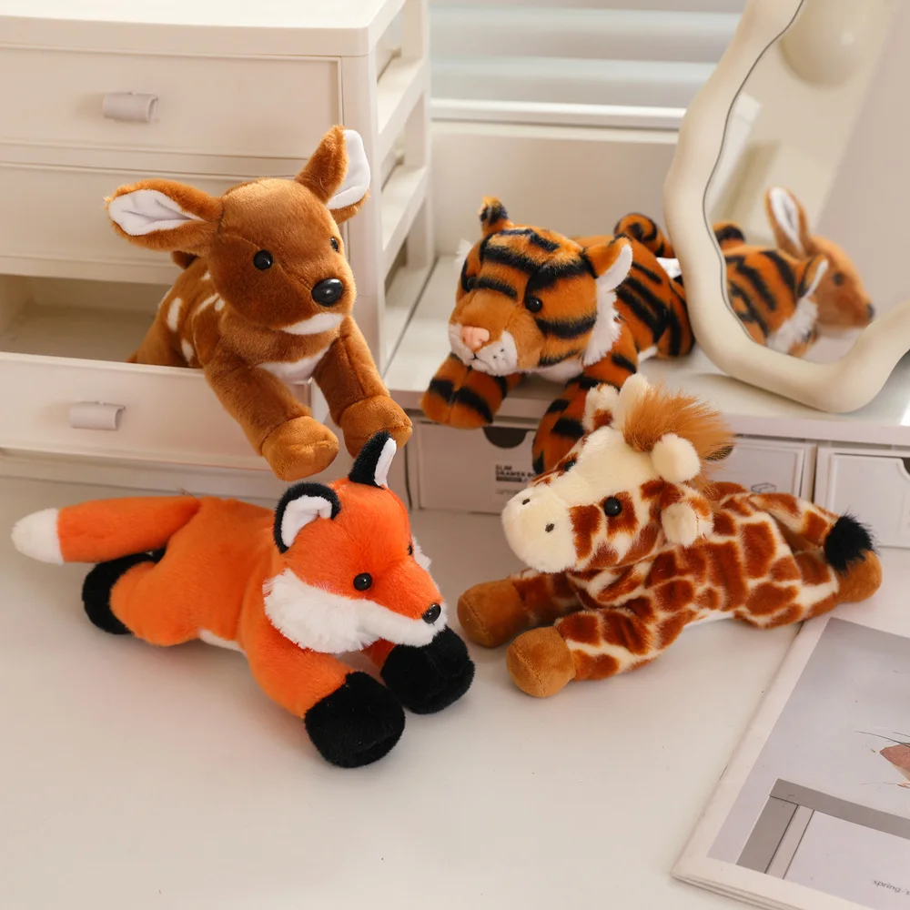 20/30cm couché forêt animaux jouets en peluche réaliste bébé animaux mignon zèbre girafe léopard Lion peluches peluche poupée Giftable 3