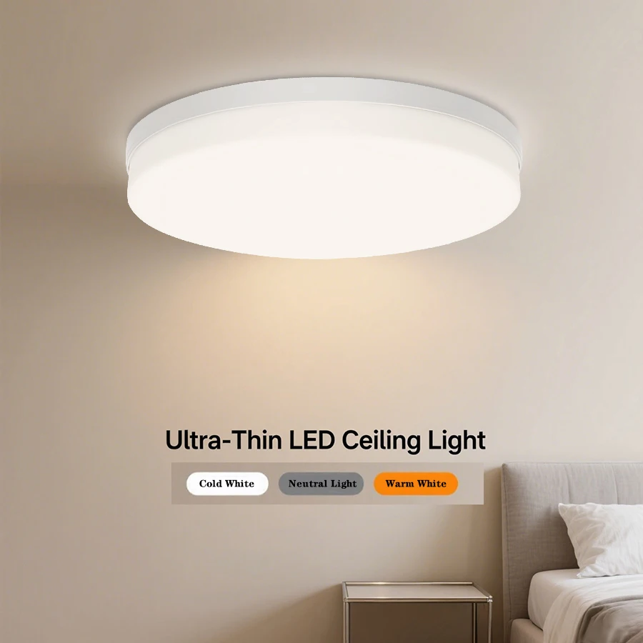 Round LED Grille Lamp Lights Home Decor Neutral White Cold White Warm White Minimalist Ceiling Lamp for Bedroom Kitchen Corridor