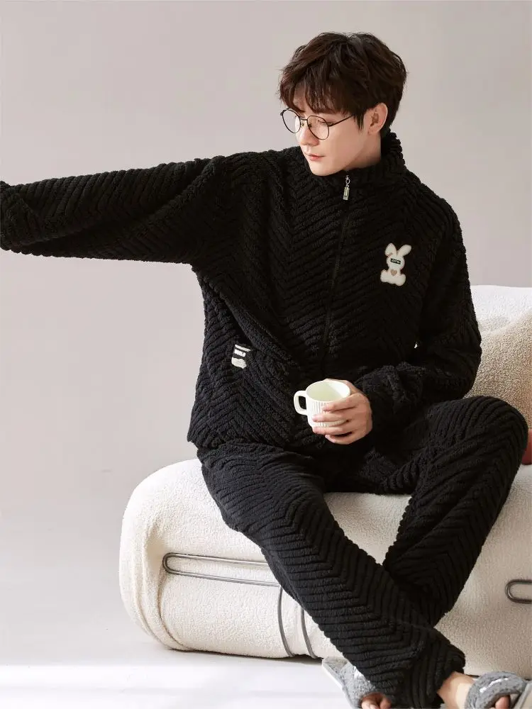 Matching Pyjamas for Couples Warm Winter Man Cotton Pajama Fur Pajamas Thick Home Clothes for Men Men's New Sleepwear One Piece