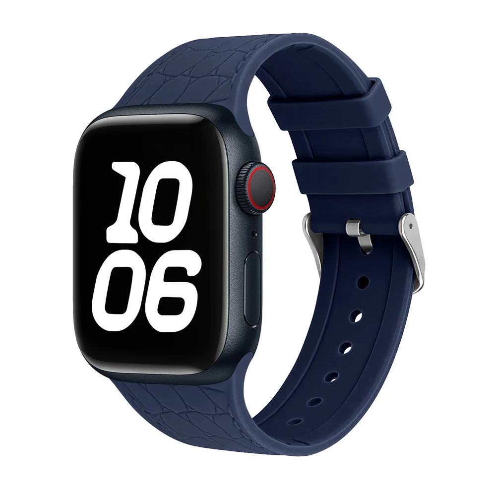 Lychee Silicone Metal Buckle Strap