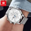 OLEVS 2881 Original Men's Watch Mesh Steel Strap Classic Small Dial Chronograph Calendar Wristwatch Luxury Quartz Watch for Man 5
