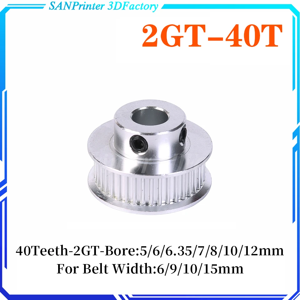 40 teeth GT2 Timing Pulley Bore 5mm 6mm 6.35mm 8mm 10mm for belt used in linear 2GT pulley 40Teeth 40T