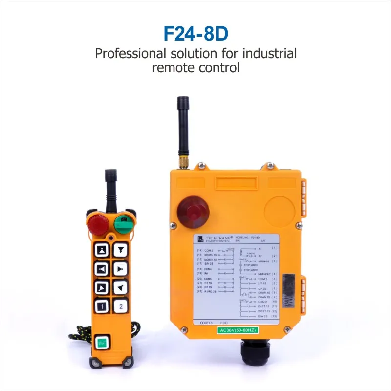 

F24-8D Double Speed 8 Channel Industrial Remote Control For Overhead Crane Lift IP65 Waterproof Wireless 36V 220V 380V