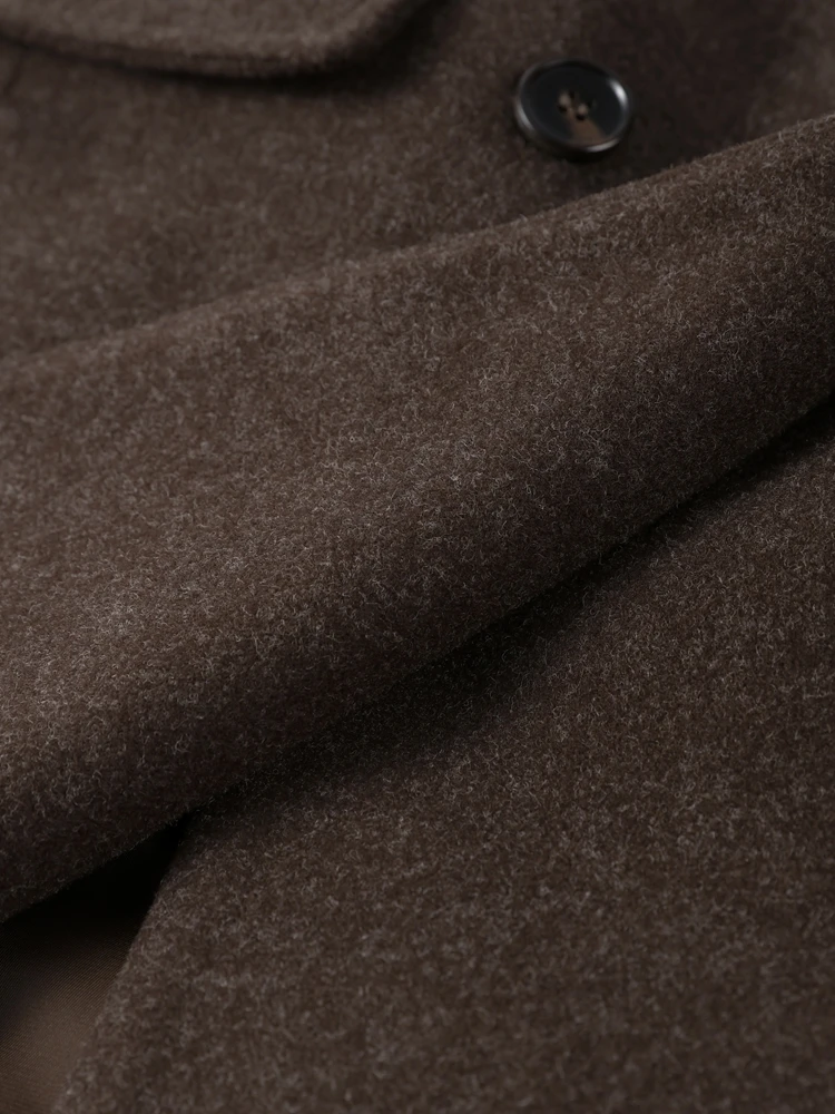 Revers Doppelreihiger Wollmantel für Damen Eleganter Langarm-Taillenmantel für Frühling und Herbst Neue Damen-Oberbekleidung – Detail 10