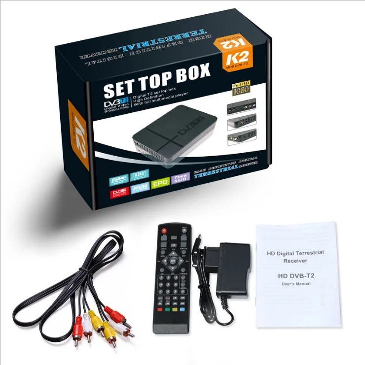 HD 1080P PVR K2 DVB-T2 Digital Terrestrial Receiver Broadcasting TV Box  with Remote Control(Black)