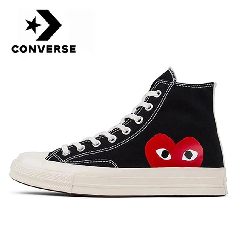 Taylor All Star Zapatillas lona planas para Skateboarding, originales, Converse Chuck, 70s, Hi Comme Des Garcons, Play Black, CDG| | - AliExpress