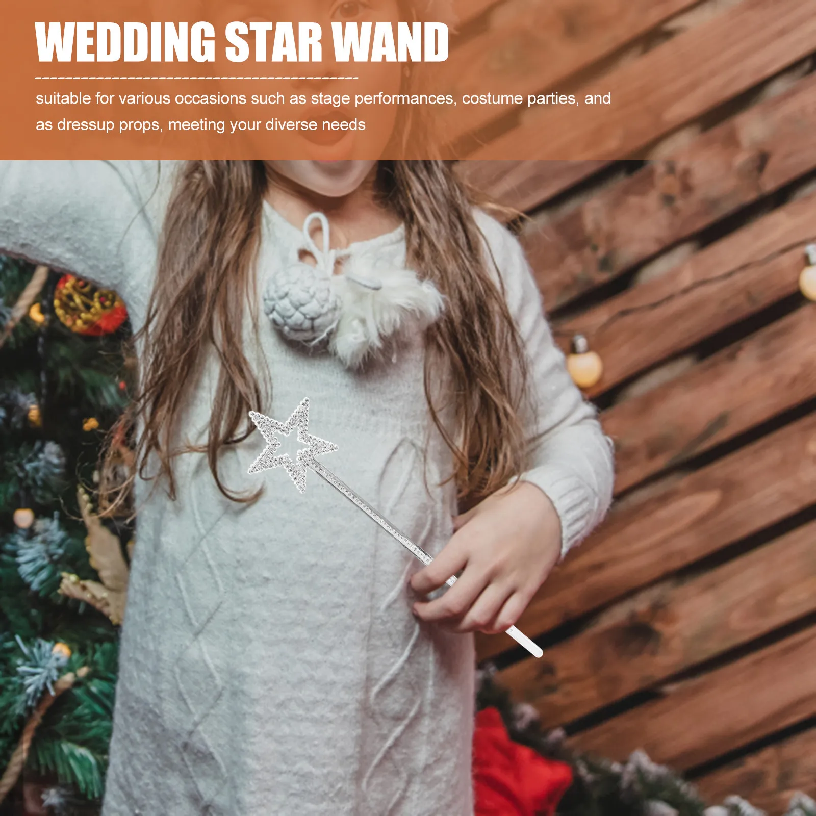 여자를위한 2Pcs 실버 도금 크라운 완드 금속 요정 공주 마법사 척 놀이 소품 무대 액세서리 펜타그램