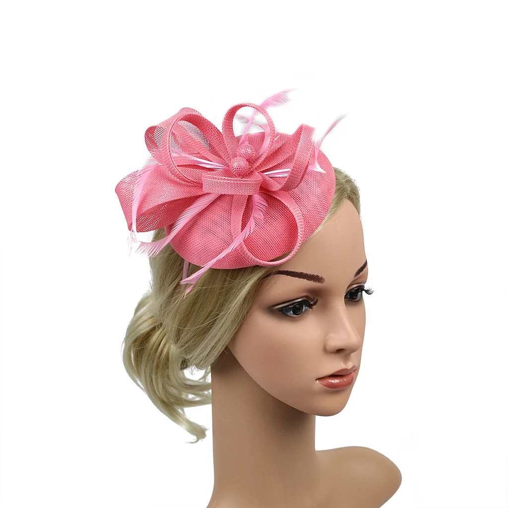

Faux Linen Headwear Jockey Ball Feather Hairpin Hair Accessories Bridal Veil Guest Wedding Headdress