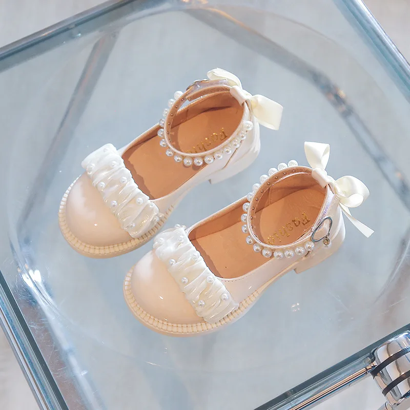 

Autumn New Fashion Girls Princess Shoes Children Leather Shoes for Wedding Party Kids Beads Single Shoes Pink Chaussure fille